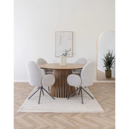 Stół fornirowany okrągły na podstawie z lameli Osaka 140cm dąb naturalny House Nordic