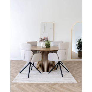 Stół fornirowany okrągły na podstawie z lameli Osaka 140cm dąb naturalny House Nordic