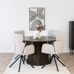 Stół fornirowany okrągły na podstawie z lameli Osaka 140cm dąb dymiony House Nordic