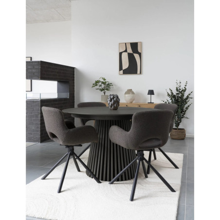 Stół fornirowany okrągły na podstawie z lameli Osaka 140cm dąb czarny House Nordic
