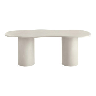 Stół cementowy organiczny na 2 kolumnowych nogach Maranola 200x96cm szaro-beżowy House Nordic