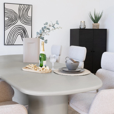 Stół cementowy organiczny na 2 kolumnowych nogach Maranola 240x96cm szaro-beżowy House Nordic
