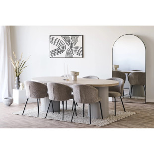 Stół owalny fornirowany na ryflowanych kolumnowych nogach Solva 100x220cm jesion / piaskowy House Nordic
