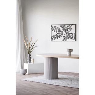 Stół owalny fornirowany na ryflowanych kolumnowych nogach Solva 100x220cm jesion / piaskowy House Nordic