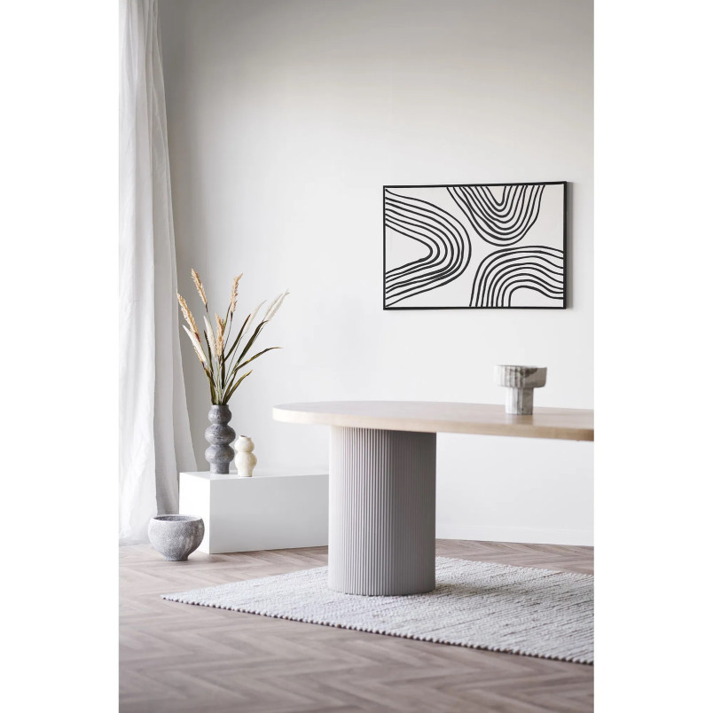 Stół owalny fornirowany na ryflowanych kolumnowych nogach Solva 100x220cm jesion / piaskowy House Nordic