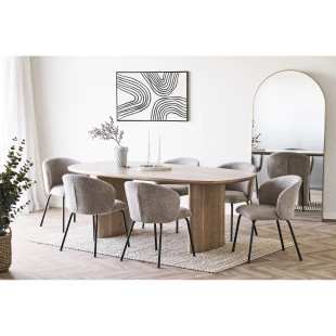Stół fornirowany z owalnym blatem na 2 kolumnowych nogach Serra110x210cm jesion House Nordic