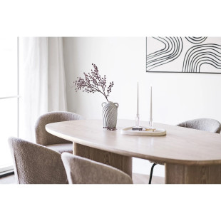 Stół fornirowany z owalnym blatem na 2 kolumnowych nogach Serra110x210cm jesion House Nordic
