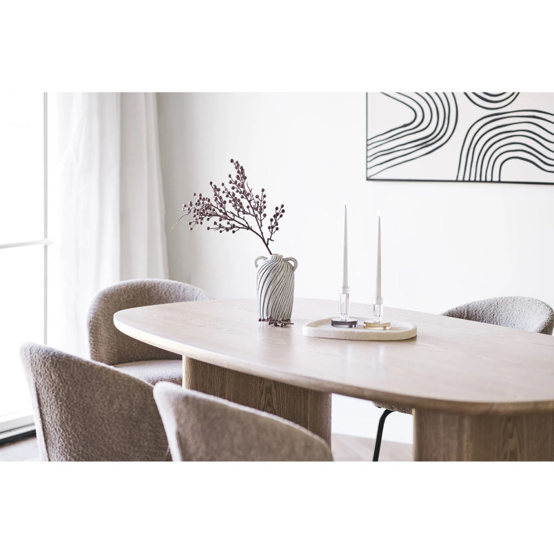 Stół fornirowany z owalnym blatem na 2 kolumnowych nogach Serra110x210cm jesion House Nordic