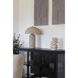 Lampa stołowa japandi z papieru mache Astley H49,5cm kamienny szary House Nordic