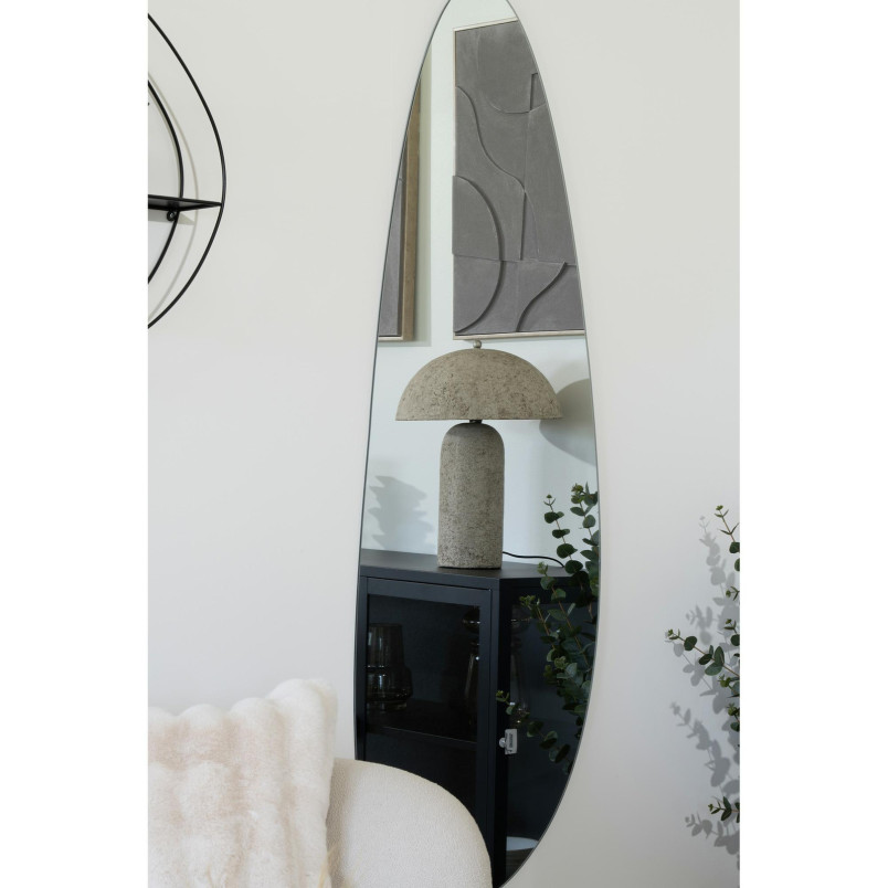 Lampa stołowa japandi z papieru mache Astley H49,5cm kamienny szary House Nordic