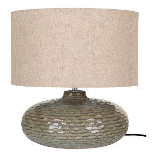 Lampa ceramiczna z abażurem Oldham H44cm zielona House Nordic