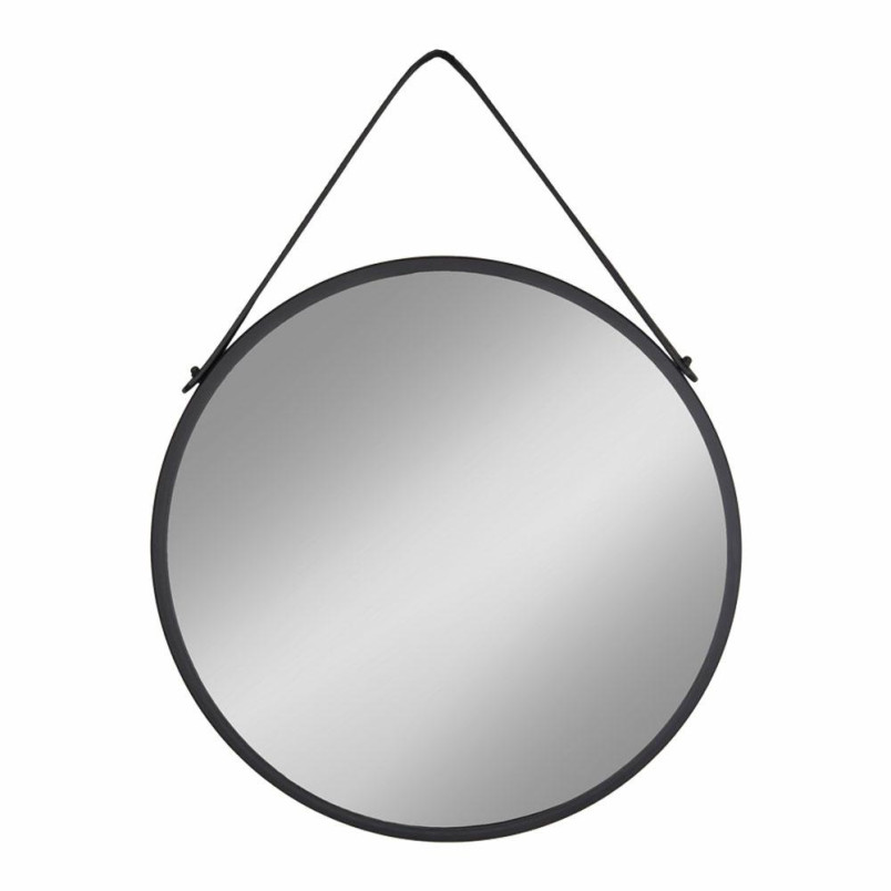 Lustro okrągłe na pasku w czarnej ramie Trapani 60cm House Nordic