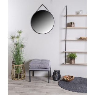 Lustro okrągłe na pasku w czarnej ramie Trapani 60cm House Nordic