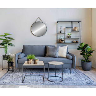 Lustro okrągłe na pasku w czarnej ramie Trapani 60cm House Nordic