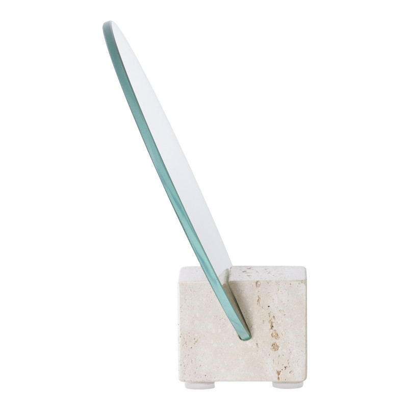 Lusterko okrągłe na trawertynowej podstawie 18cm House Nordic