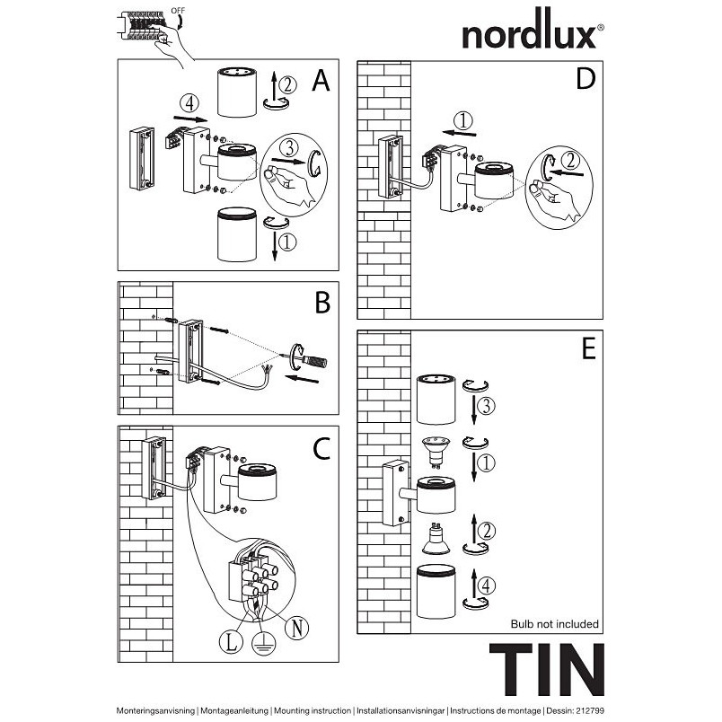 Kinkiet zewnętrzny Tin czarny Nordlux - Eleganckie oświetlenie