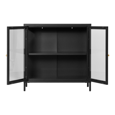 Szafka metalowa ze szklanymi drzwiami Dalby 80x80x35cm czarna House Nordic