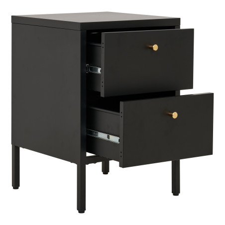 Szafka nocna metalowa z 2 sztufladami Dalby 60x40x40cm czarna House Nordic