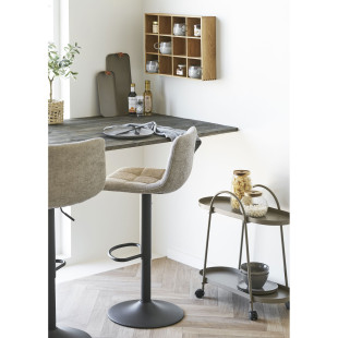 Hoker tapicerowany pikowany na czarnej nodze Middelfart szary House Nordic