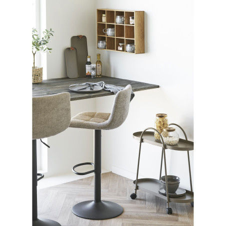 Hoker tapicerowany pikowany na czarnej nodze Middelfart szary House Nordic