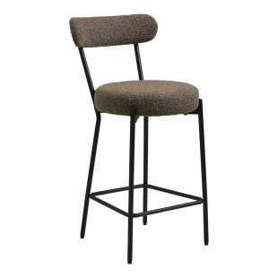Krzesło barowe tapicerowane Badalona 65cm tkania boucle brąz /czarny House Nordic