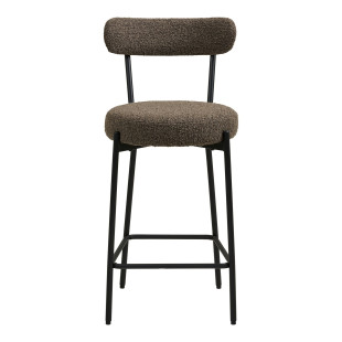Krzesło barowe tapicerowane Badalona 65cm tkania boucle brąz /czarny House Nordic