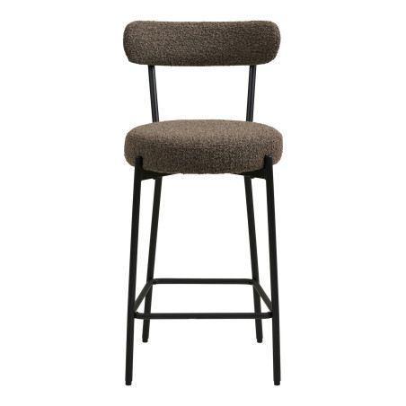 Krzesło barowe tapicerowane Badalona 65cm tkania boucle brąz /czarny House Nordic