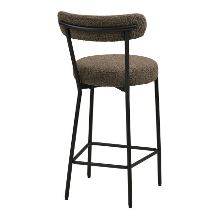 Krzesło barowe tapicerowane Badalona 65cm tkania boucle brąz /czarny House Nordic