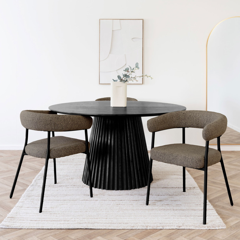 Krzesło tapicerowane Trivio boucle brąz / czarny House Nordic