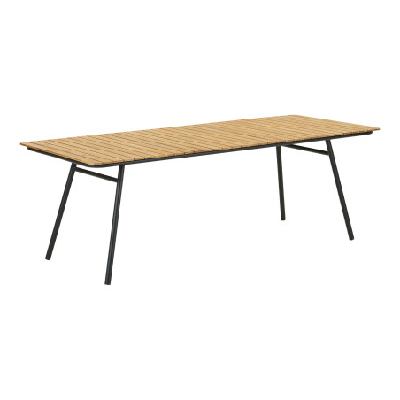 Stół ogrodowy z drewnianym blatem Cleveland 220x90cm drewno tekowe / czarny House Nordic