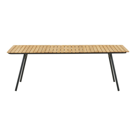 Stół ogrodowy z drewnianym blatem Cleveland 220x90cm drewno tekowe / czarny House Nordic