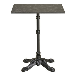 Stół kwadatowy Bistro 60x60cm ciemnoszary marmur / żeliwna czarna noga House Nordic