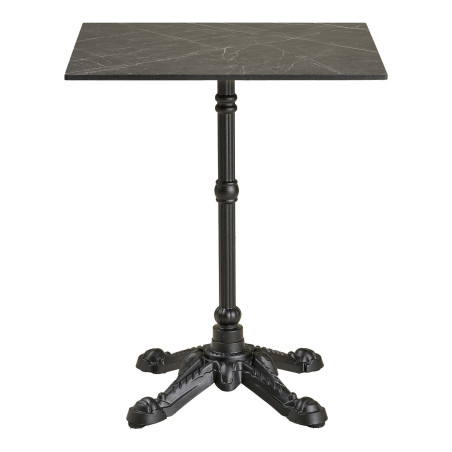 Stół kwadatowy Bistro 60x60cm ciemnoszary marmur / żeliwna czarna noga House Nordic
