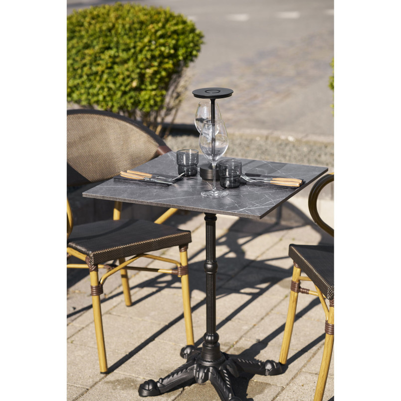 Stół kwadatowy Bistro 60x60cm ciemnoszary marmur / żeliwna czarna noga House Nordic