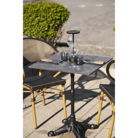 Stół kwadatowy Bistro 60x60cm ciemnoszary marmur / żeliwna czarna noga House Nordic