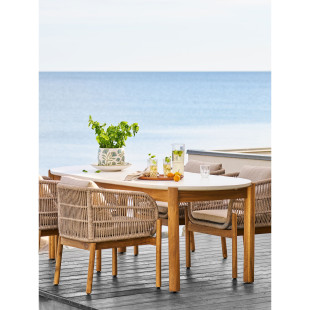 Stół ogrodowy owalny Terracina 210x95cm akacja / terrazzo House Nordic