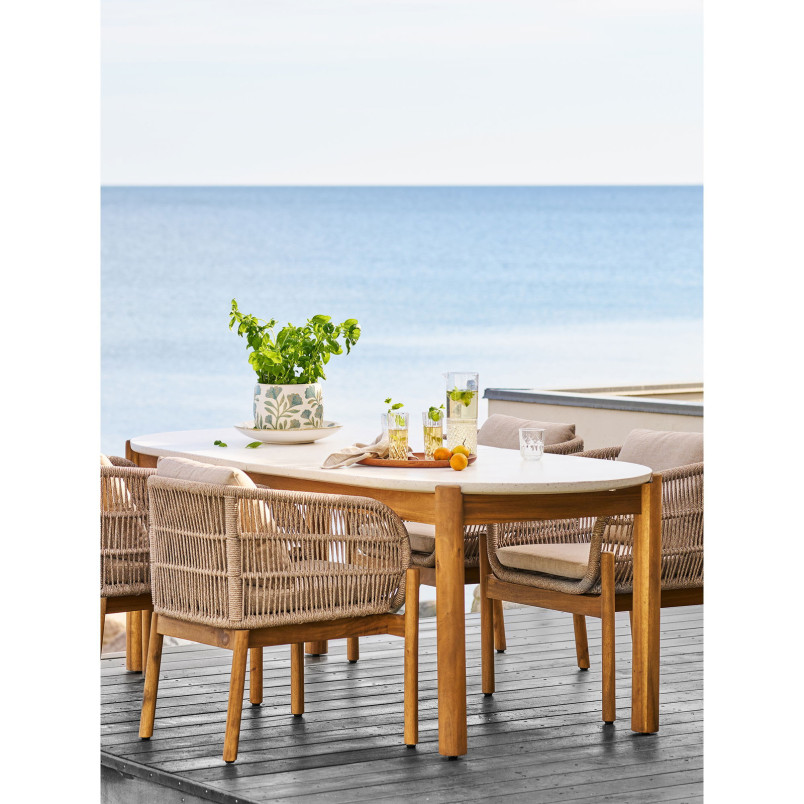 Stół ogrodowy owalny Terracina 210x95cm akacja / terrazzo House Nordic
