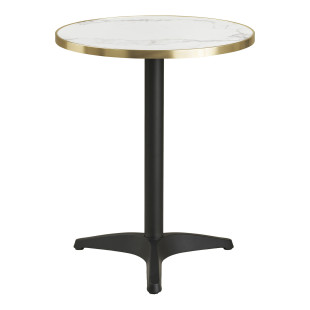 Stół okrągły Bistro 60cm biały marmur ze złotą krawędzią / czarna noga House Nordic