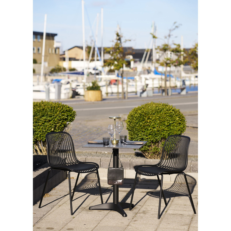 Stół kwadatowy Bistro 60x60cm ciemnoszary marmur / czarna noga House Nordic