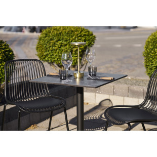 Stół kwadatowy Bistro 60x60cm ciemnoszary marmur / czarna noga House Nordic