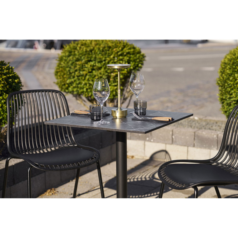 Stół kwadatowy Bistro 60x60cm ciemnoszary marmur / czarna noga House Nordic