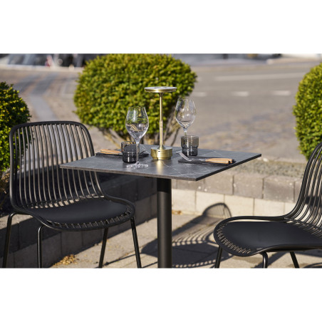 Stół kwadatowy Bistro 60x60cm ciemnoszary marmur / czarna noga House Nordic