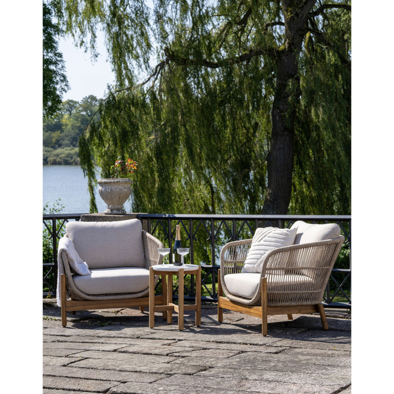 Fotel ogrodowy z poduszkami Terracina akacja / beżowy House Nordic