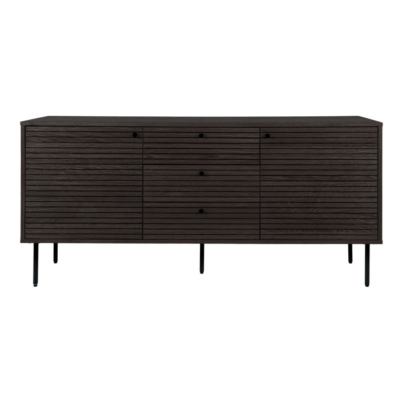 Komoda fornirowana 3 szuflady 2 szafki Kyoto 150x40cm dąb dymiony House Nordic
