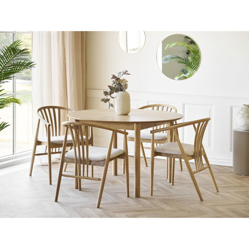 Stół okrągły rozkładany Bundaberg 120/120-220 cm fornir dębowy House Nordic