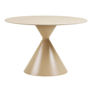 Stół ceramiczny na jednej nodze - klepsydra Annecy 120cm trawertyn / piaskowy House Nordic