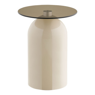 Stolik boczny szklany Ravello 40cm szare szkło / beż House Nordic