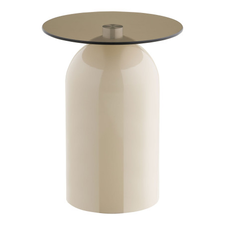 Stolik boczny szklany Ravello 40cm szare szkło / beż House Nordic