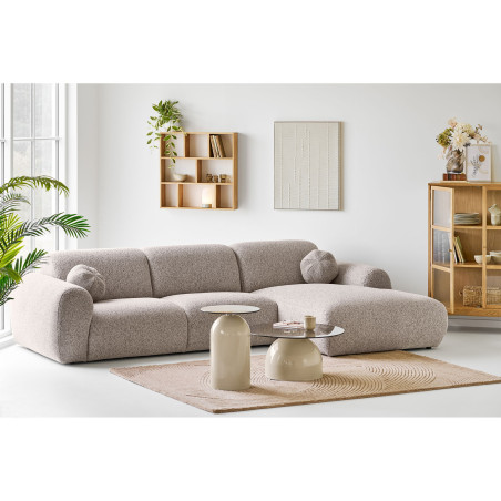 Stolik boczny szklany Ravello 40cm szare szkło / beż House Nordic