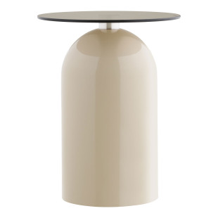 Stolik boczny szklany Ravello 40cm szare szkło / beż House Nordic